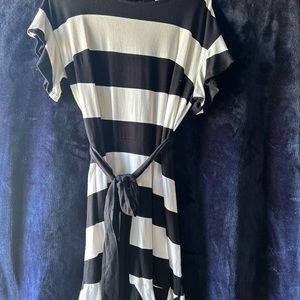 Flutter short sleeve A-line horizontal striped dress from Loft